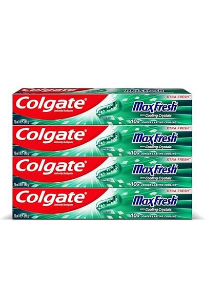 Colgate Toothpaste Max Fresh Clean Mint Toothpaste, Green Gel Toothpaste, With Cooling Crystals, 4x7