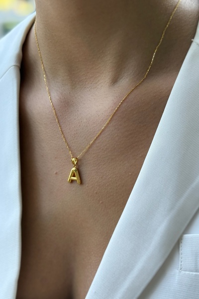 Utku Kuyumculuk 22 AYAR ÖZEL TASARIM BOMBE A HARFLİ ALTIN KOLYE