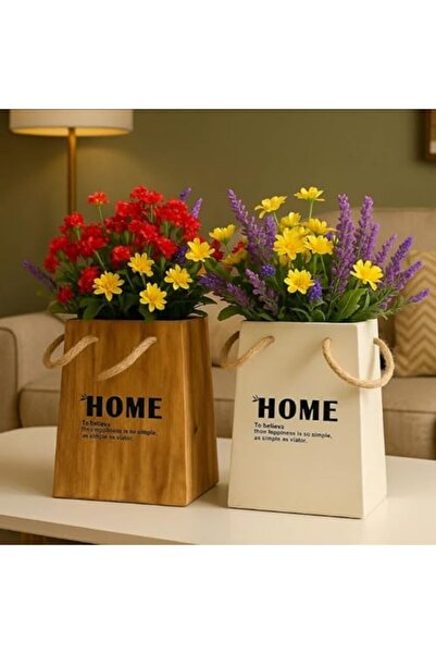 genric FFD Wooden Flower Pot with Rope Handles - Decorative Plant Holder for Home & Office Set of 2