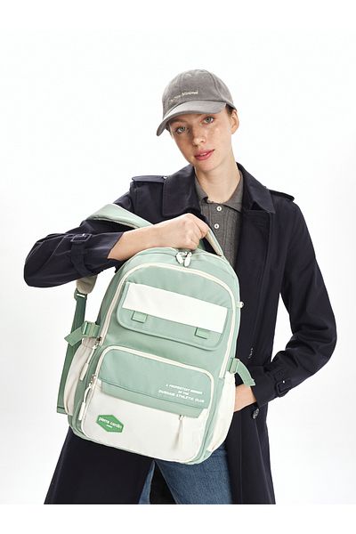 Pierre Cardin 185-1000 School Bag with Pen Holder Waterproof Multi-Compartment Green
