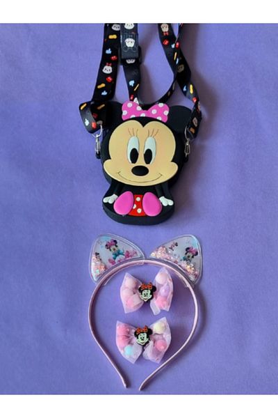 Mickey Mouse Female Child Luxury Miki Set 1 Silicone Bag Buckle Crown Cute Figure