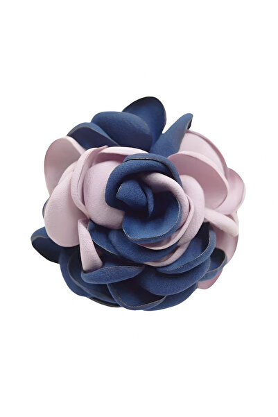 Eva Grace Broșă Marva, mix roz și albastru, handmade, în formă de floare