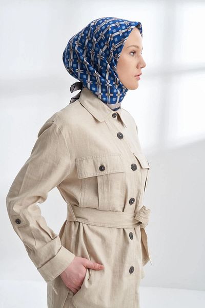 ARMANDA Indigo Twill Silk Scarf 4307