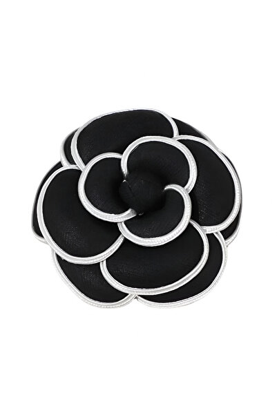 Eva Grace Broșă Malie, neagră, handmade, în formă de camelie