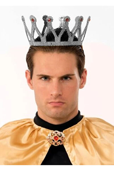 CT STONES Coroană de rege de culoare argintie compatibilă pentru copii și adulți