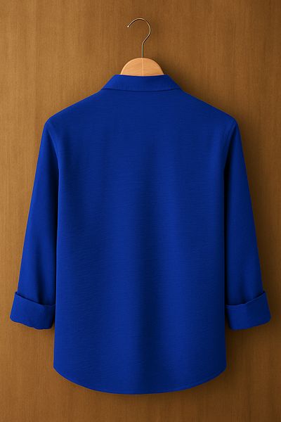 mavisima erkek giyimi Men's Blue Long Sleeve Casual Aerobin Shirt - Regular Fit
