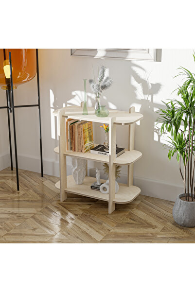 tino furniture Çilek Kitaplık - Demonte Çok Katlı Doğal Ahşap Dekoratif Raf Ü...