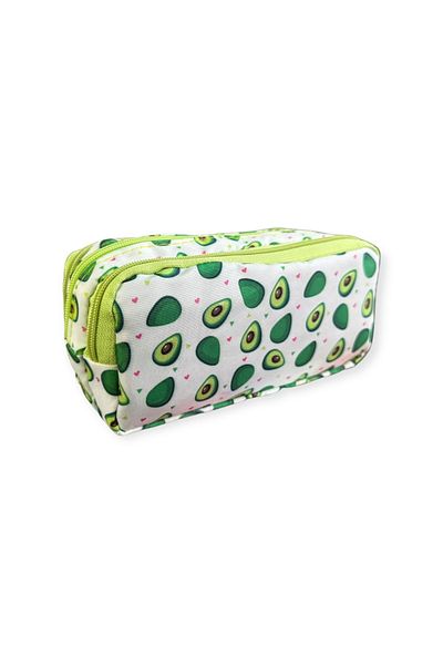 Polin Three Compartment Patterned Pencil Bag, 8 Different Models, Zippered, Large Size