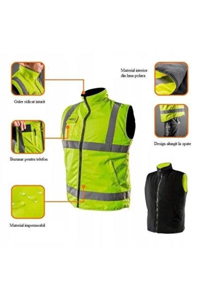 NEO Pracovní vesta s 2 stranami, reflexní, žlutá, model pro zvýšení viditelnosti, velikost L/52
