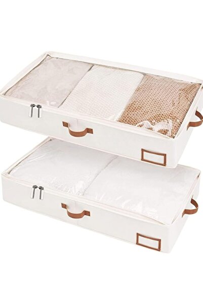 Generic صندوق تخزين تحت السرير من كاست ويف، عبوتان، منظم ملابس كبير الحجم بهي...