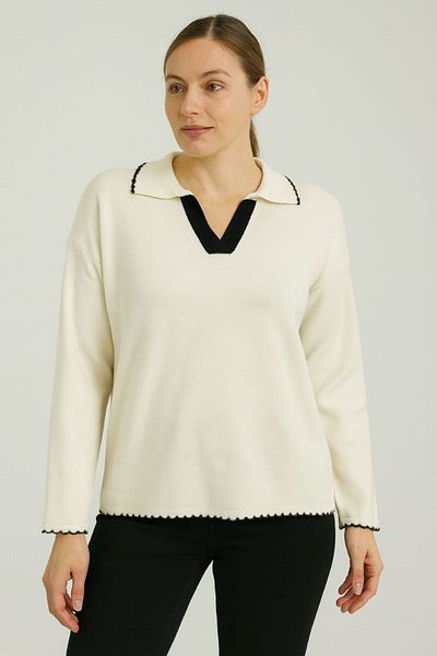 BOZKAYA ÖRME Cowboy Stitched Polo Neck Sweater