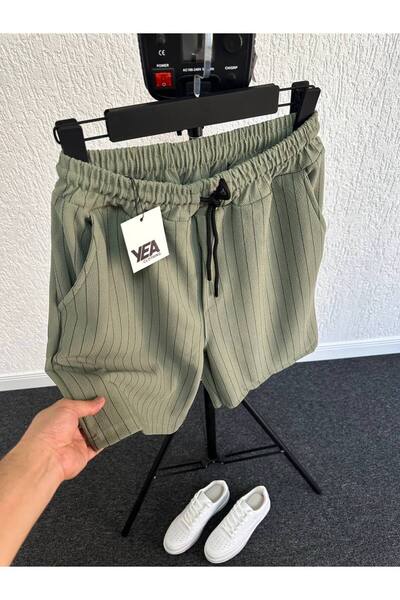 tetramoda Ανδρικό σορτς από ύφασμα κρεπ κανονικό κορμό