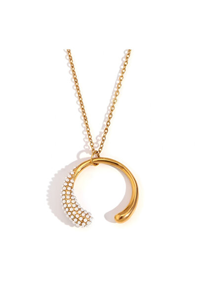 Eva Grace Κολιέ Mabelyn, χρυσό, με μαργαριτάρια και κυκλικό μενταγιόν, από αν...