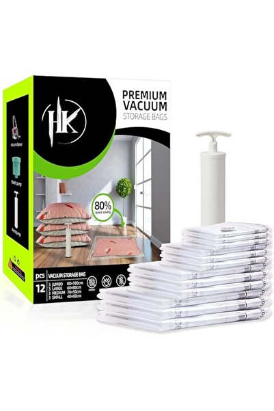 Generic أكياس تخزين مفرغة من الهواء من H&K - 12 قطعة من أكياس ضغط السفر - أكي...