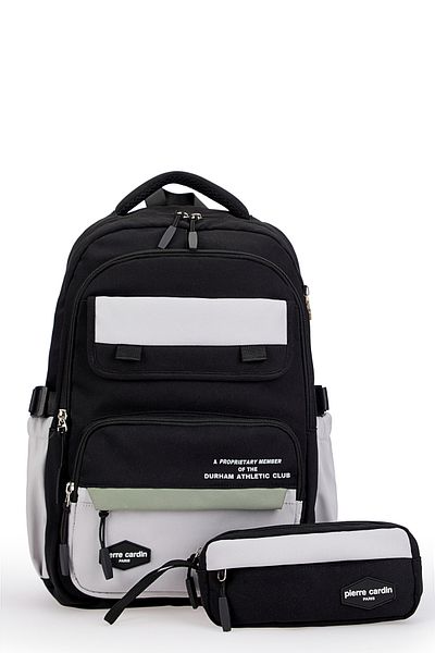 Pierre Cardin 185-1000 School Bag with Pen Holder Waterproof Multi-Compartment Black