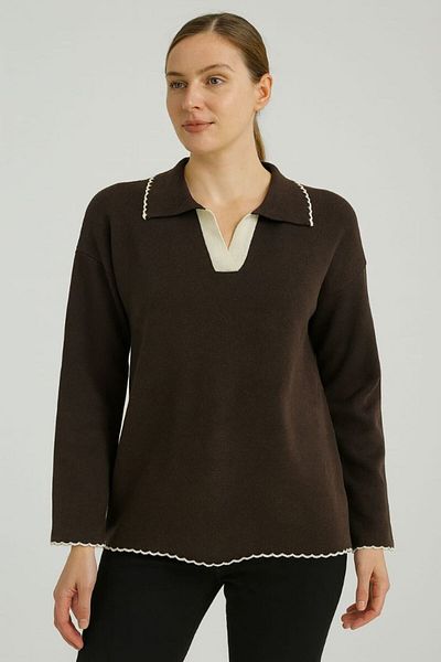 Zeyoo Collection Cowboy Stitched Polo Neck Sweater
