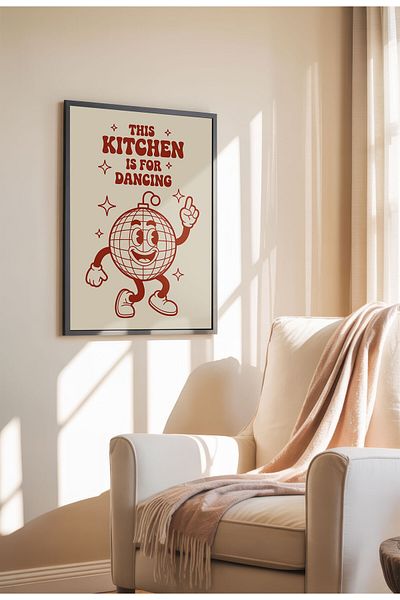 21mxm Unframed Kitchen Wall Art - This Kitchen Is For Dancing Poster A4