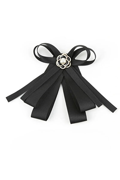 Eva Grace Broșă Derrica, neagră, din material textil, în stil papion