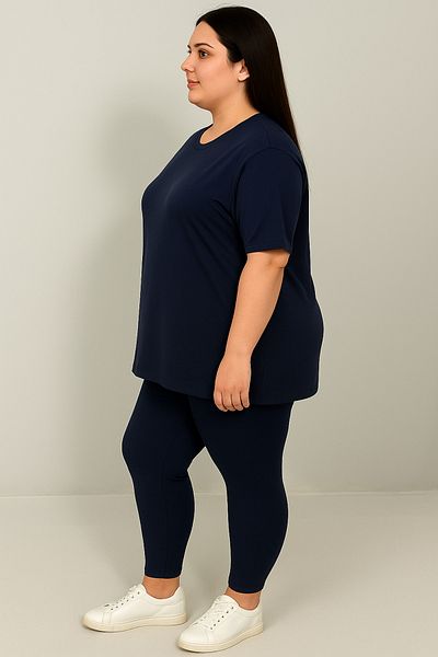 Koza Butik Women's Plus Size Short Sleeve Leggings Suit 8210-25