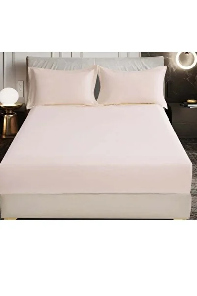 Geneic Fitted Sheet Set: Twin Size Solid Bed Cover Set (120 * 200 cm) with Pillows and 30 cm Extra Deep Bru