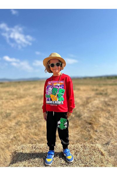 YİGİT BUTİK Printed Long Sleeve Boys Bottom Top Set