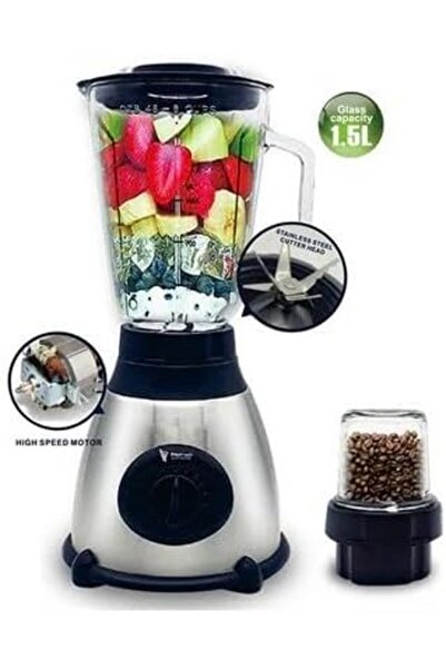 Generic خلاط، مطحنة، عصارة، مفرمة، ومطحنة قهوة 1000 واط، الكل في واحد، مفتاح دوار بخمس سرعات | 1.5 جرام