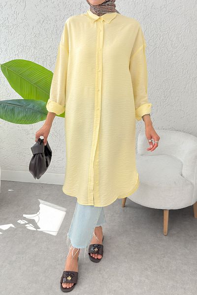Salih Çelebi Tunica lunga hijab cu nasturi 612139 - GALBEN