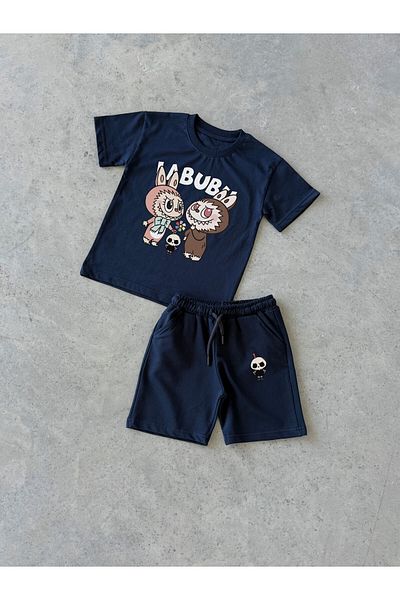 KAPROLLI Labubu Twin Unisex Girls Boyskids T-Shirt Shorts Set Printed Pattern Washable Bottom Top Set