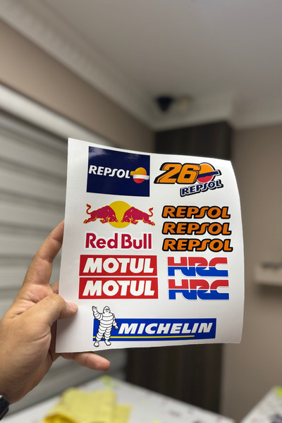 Banxtre Motor ve Kask için HRC-REPSOL A4 Sticker Pack 12 Parça