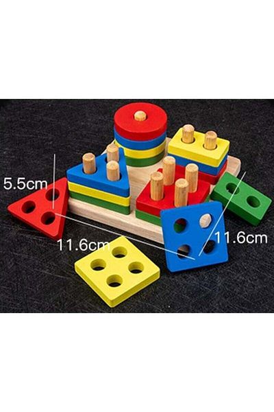 HSM HASSM Wooden building blocks for sorting geometric shapes, 3+ years
