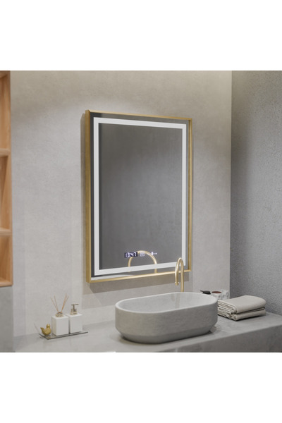 Alessandro DESIGN Ορθογώνιος καθρέφτης LED, 60x80cm, Verite Royale Gold Motio...