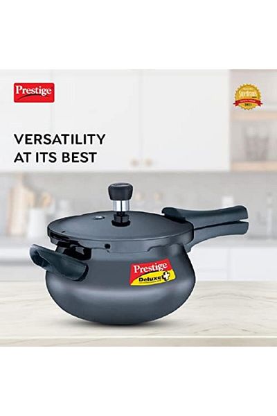 Prestige Deluxe Plus Aluminium Hard Anodised Handi Pressure Cooker 3L | Aluminium Pressure Cooker |