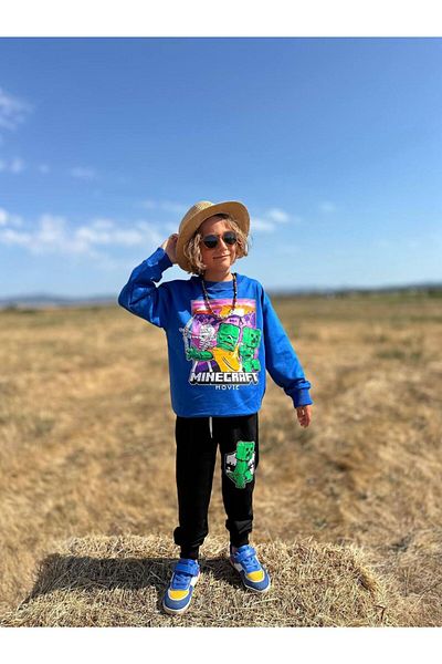 YİGİT BUTİK Printed Long Sleeve Boys Bottom Top Set