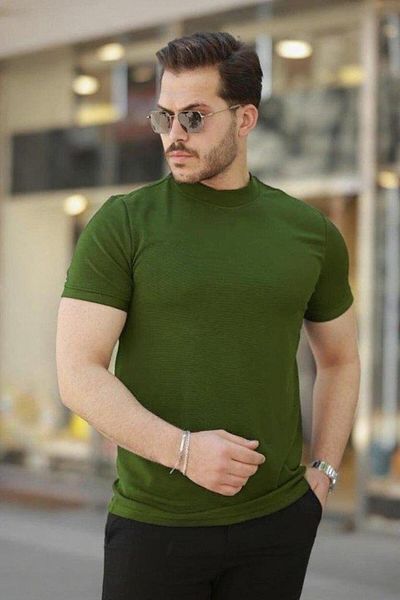 Aymood Men's Thin Line Textured Short Sleeve T-Shirt