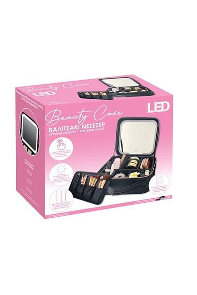 divendi-ro Portfolio Makeup Suitcase, with LED Mirror, 26x22x12cm, black