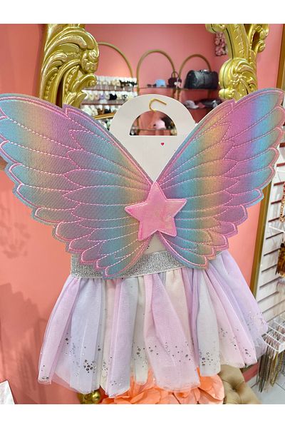 La She Accessories Mid-Length Tutu Skirt with Starry Angel Wing Detail at the Waist and Elasticated Wings