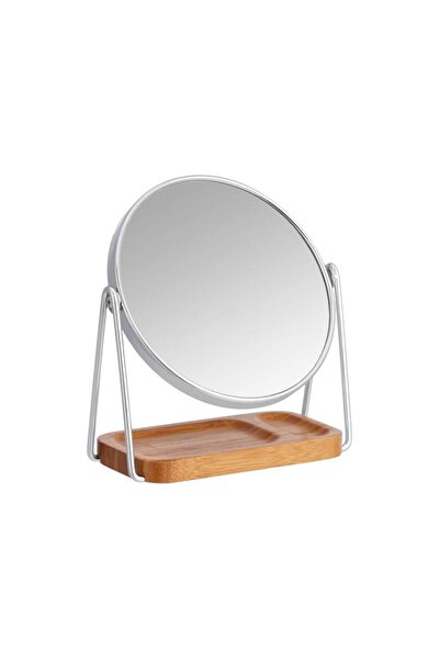 Generic مرآة دائرية لطاولة الزينة من أمازون بيسكس مع صينية مستطيلة من الخيزرا...