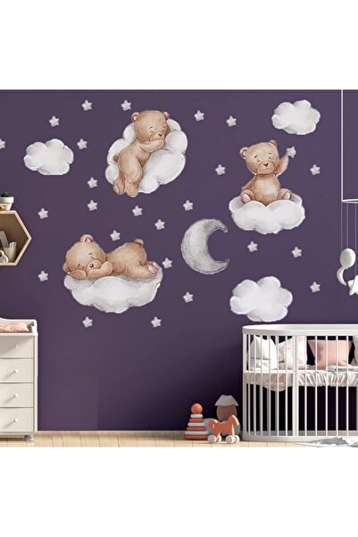 Generic Brand BPA® Teddy Bear Sleeping on The Moon and Stars Wall Stickers Ca...