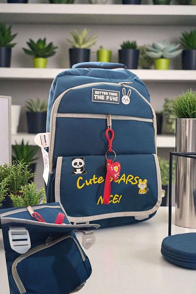 ÇEÇEN HOME (with Bottle + Keychain ​​As a Gift) 4-Eye Laptop Compartment Waterproof Fabric, Daily-Office-School Backpack