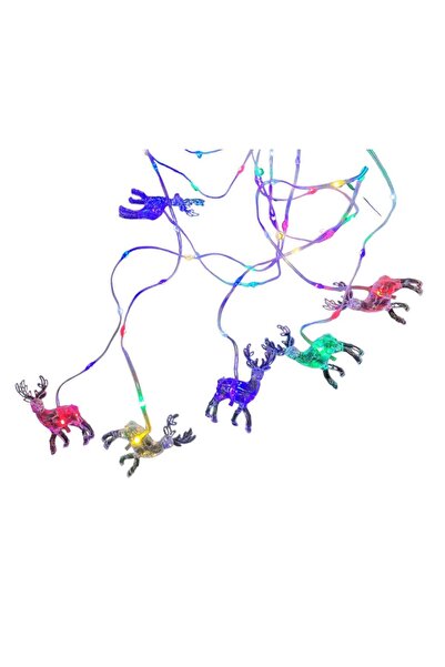 SDX Market Cortină cu franjuri, tip luminiță de Crăciun, cu figurine de reni,...