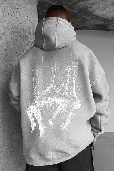 CLASSY.MODA Oversize Hooded Sweatshirt – Abstract Art Pattern on the Back