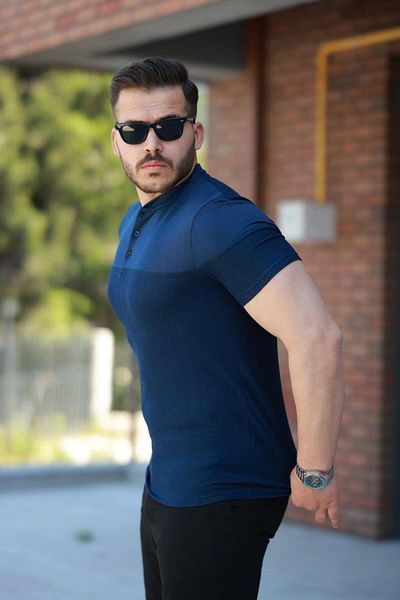 Aymood Men's Judge Collar Short Sleeve Cotton T-Shirt