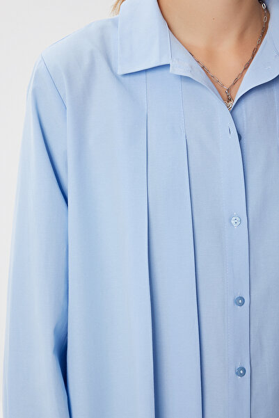 Lovelyİstanbul Pile Detailed Woven Shirt Lfg0135 Sky Blue