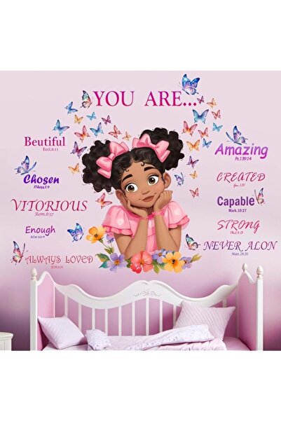 Generic ملصقات حائط غرفة النوم للفتيات ذوات البشرة السمراء: ملصقات حائط على ش...