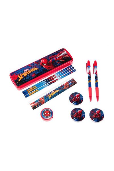 SOHO Pencil Case with 10 Writing Accessories for Students, Spiderman Character, Multicolor