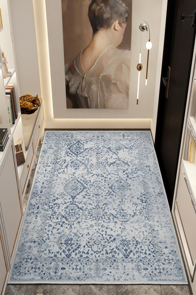 Emiroğlu Otantik Çizgisel Desen Kaymaz Taban Salon Halısı – Yıkanabilir, Şık ...