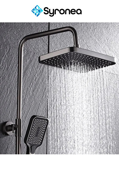 VSA EcoStream Siyah Yağmurlama Robotik Tepe Duş Seti Takımı Ergonomik Yani Mo...
