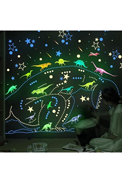 Generic ملصقات حائط ديناصورات مضيئة في الظلام - مجموعة ملصقات ذاتية اللصق من ...