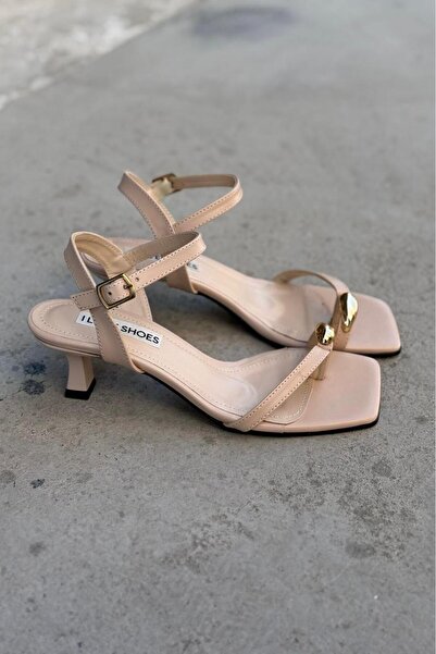 I Love Shoes Pamori Matte Leather Beige Flip Flop Heeled Sandals