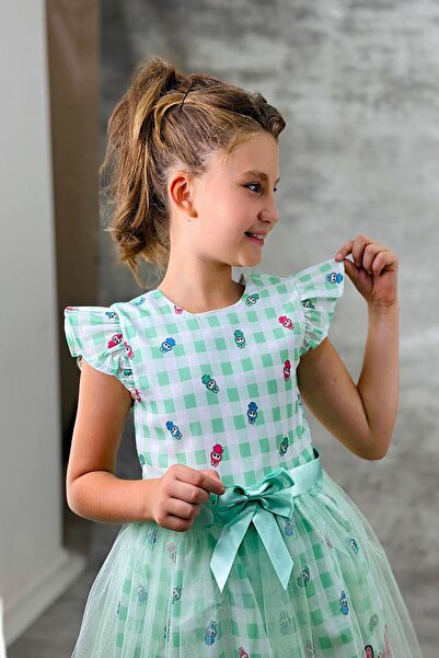 DeKuBaby Super Concept Κρεπ Βραδινό Φόρεμα για Κορίτσια με Τούλι Αφράτη Φούστα - Φόρεμα για πάρτι - Φόρεμα γενεθλίων